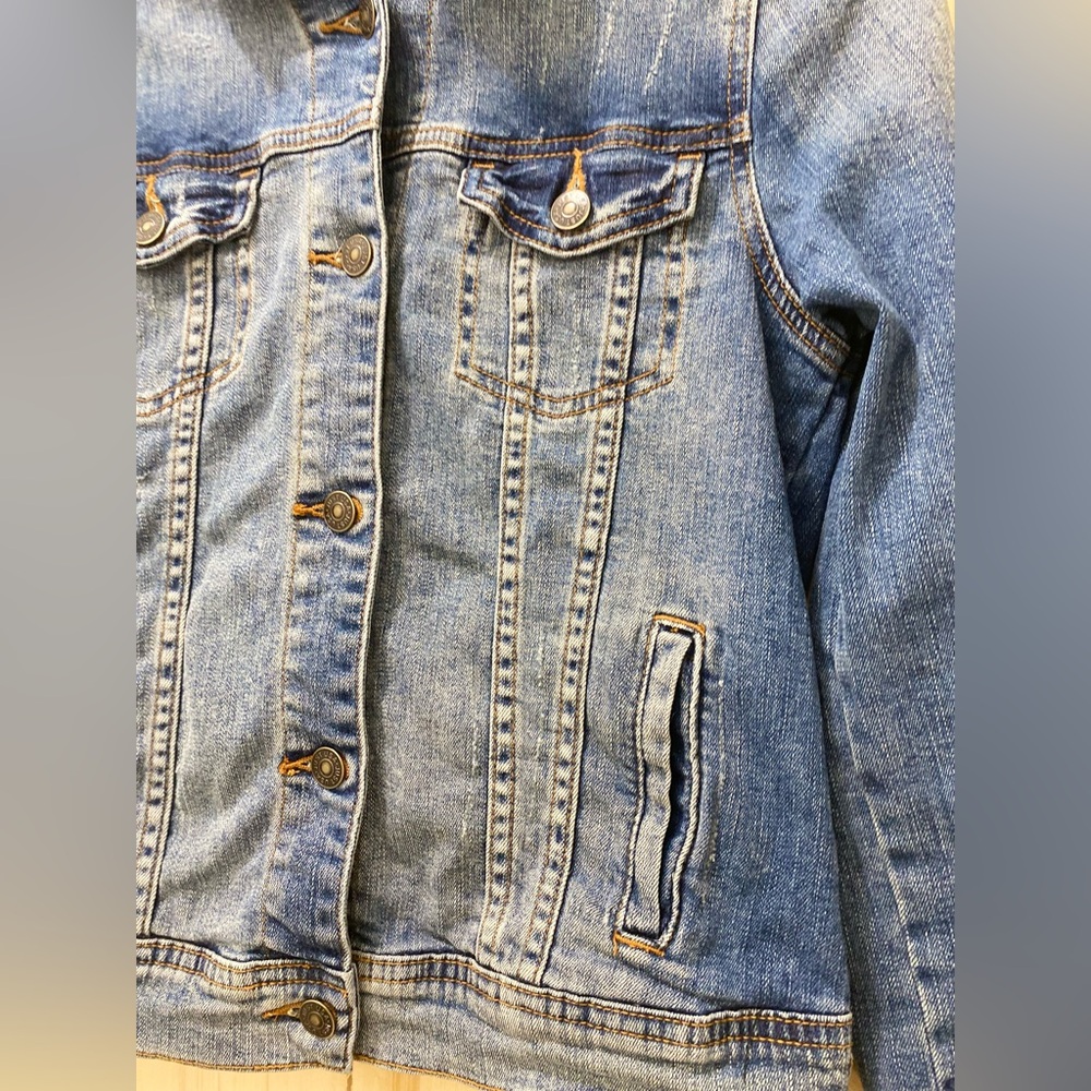 ❤️❤️Just USA Denim Chic Blue Jean Long Sleeve Button Down Denim Jacket - Picture 4 of 9